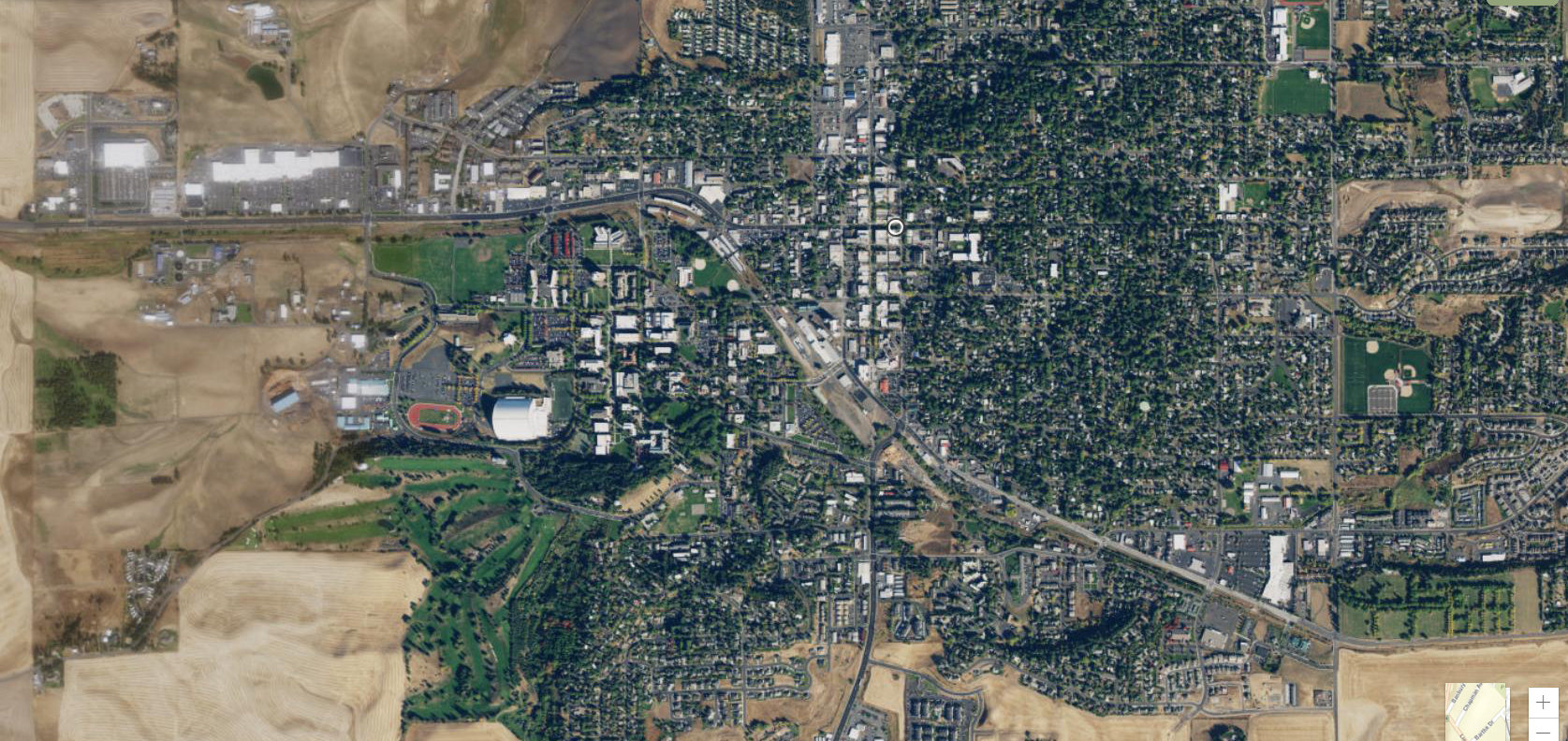 aerial photo of moscow id showing campus buildings and fields