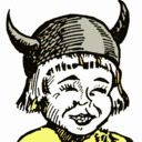 Baby Joe Vandal wearing helmet with horns